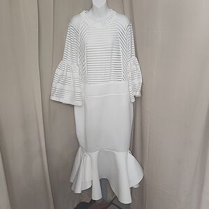 Dress Eien Women's Evening Formal Long Mermaid Valencia Short Sleeve White 3XL